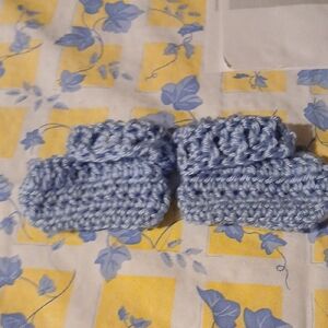 Handmade Blue Crochet Baby Booties